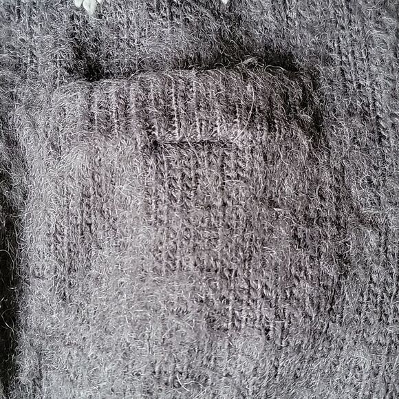 Free People mohair blend fuzzy‎ long cardigan coat fair isle pockets size Medium - Picture 5 of 9